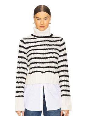 Veronica Beard Iyla Turtleneck in Ivory & Black Size XS